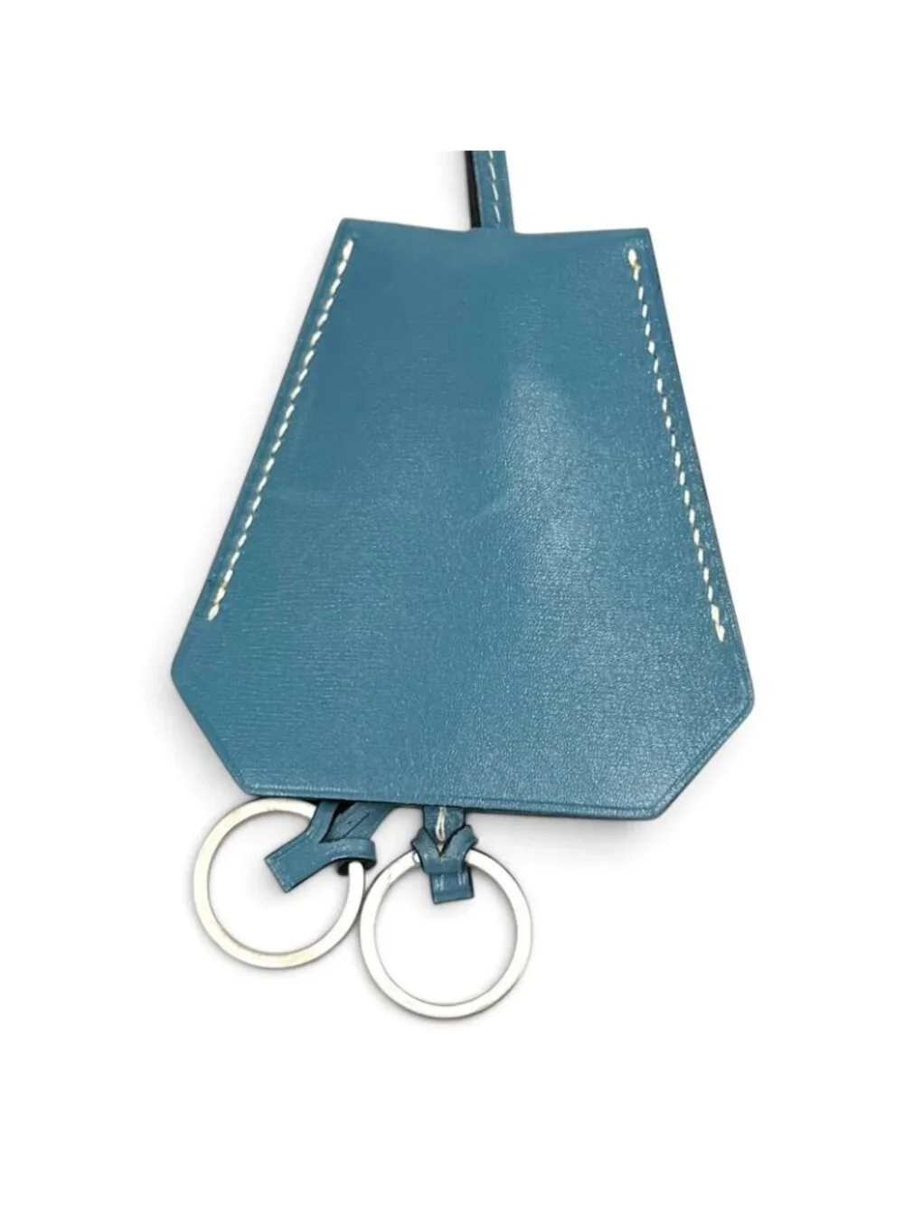 Hermes Vintage Clochette Blue Jean Veau Swift Pendant Necklace